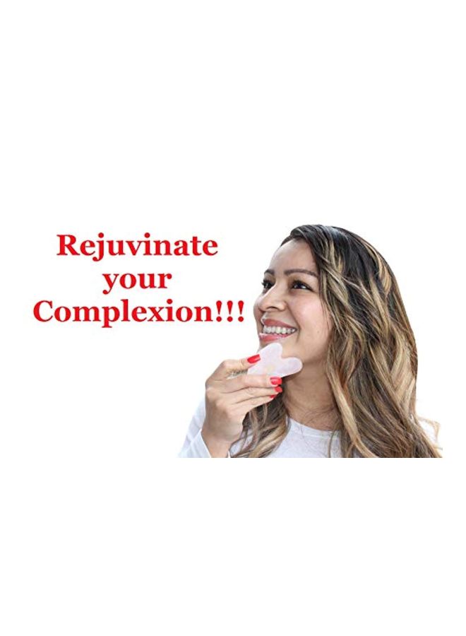 2-Piece Jade Roller Facial Massager With Gua Sha Board Green/Gold/Pink - Image 3