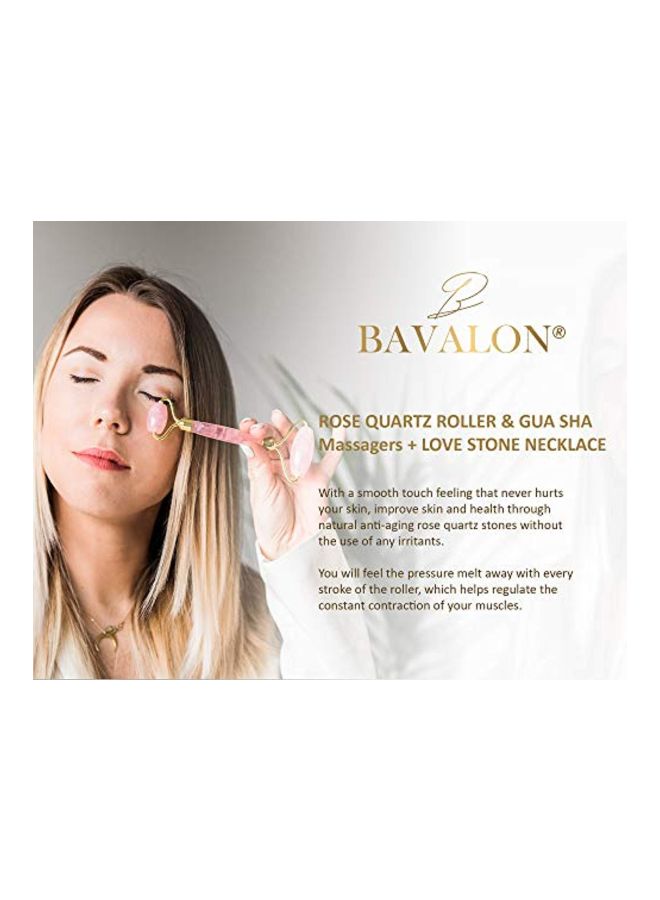 Rose Quartz Face Massager With Gua Sha Board Pink/Gold - Image 2