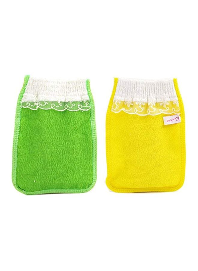 koreatrends 2-Piece Body Scrub Glove Set Yellow/Green  - Image 1