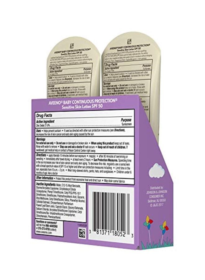 Aveeno Pack Of 2 Continuous Protection Sunscreen Lotion SPF 50 - 88 ml - Image 5