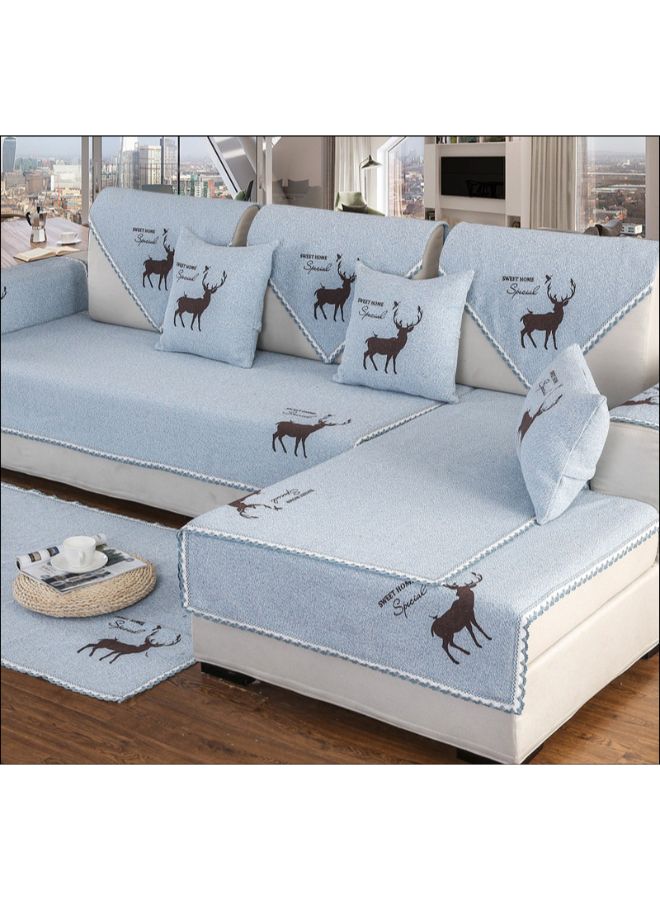 Printed Dust-Proof Anti-Slip Couch Slipcover Blue/Brown