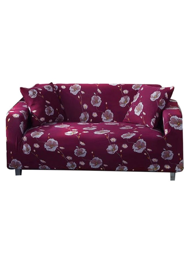 Modern Style Pattern Breathable Sofa Slipcover Maroon/White