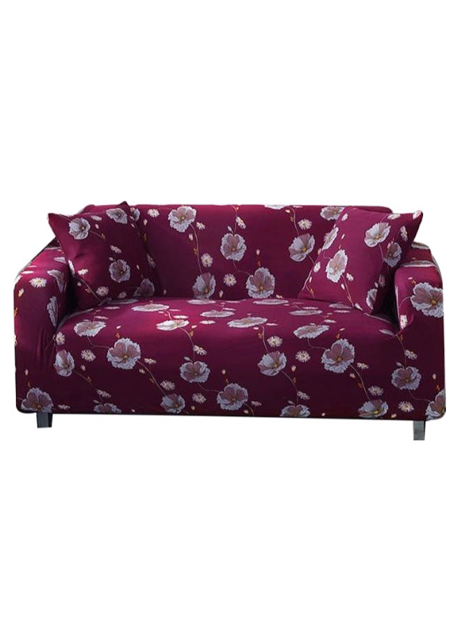 Modern Style Pattern Breathable Sofa Slipcover Maroon/White
