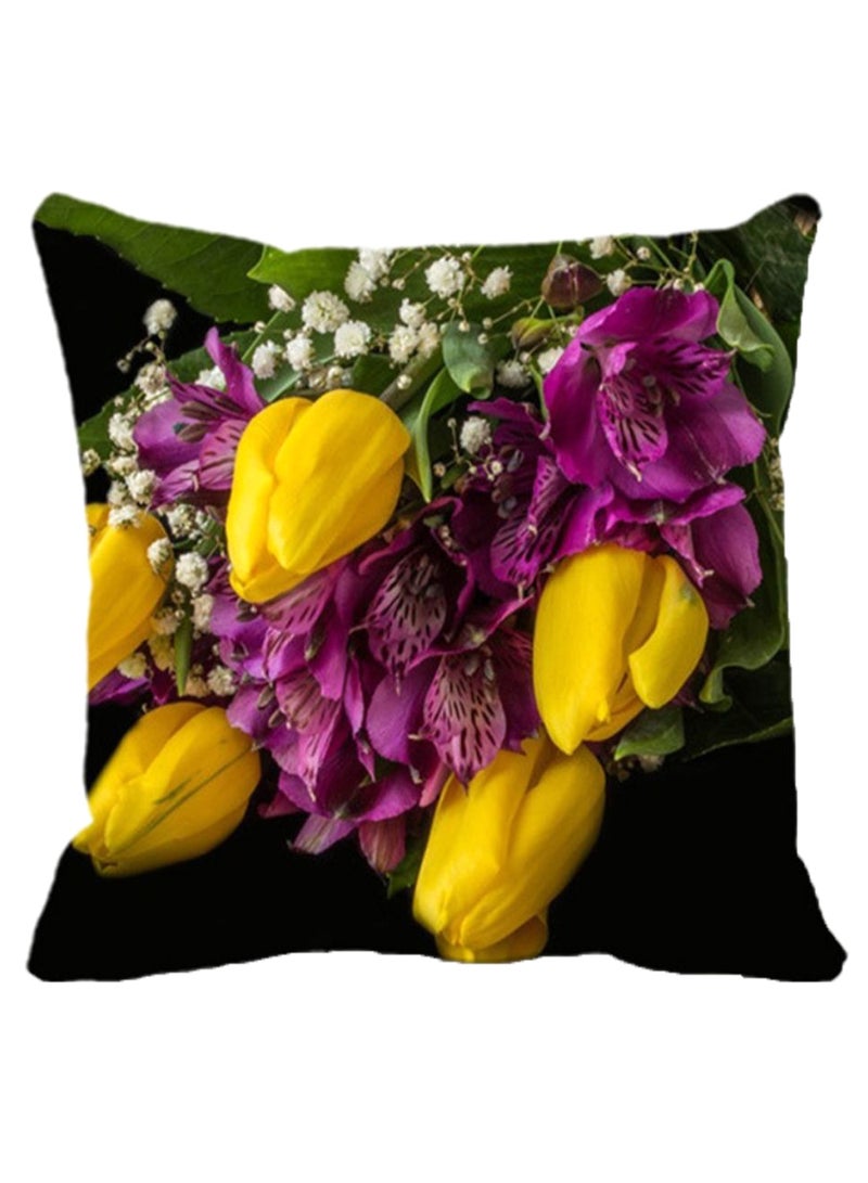 Tulip Rose Printed Cushion Cover Multicolour