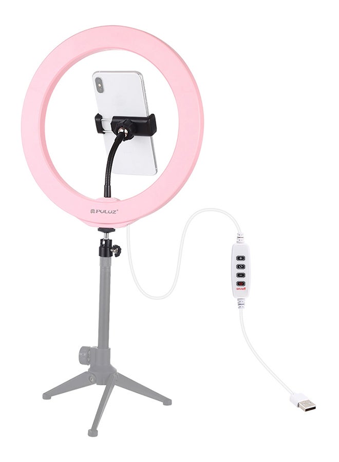بولوز حلقة إضاءة LED قابلة للخفض لتصوير الفيديو مع دعامة تثبيت للهواتف المحمولة وردي / أبيض / أسود - Image 3