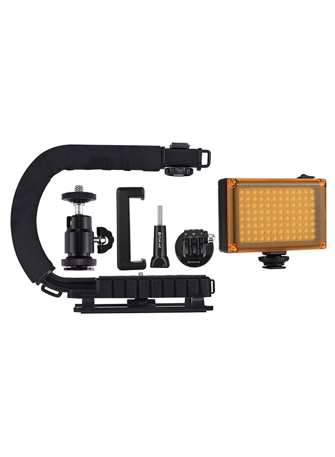 PULUZ 6-Piece U-Shaped Video Handle Bracket Stabilizer Kit Black/Silver/Orange  - Image 1