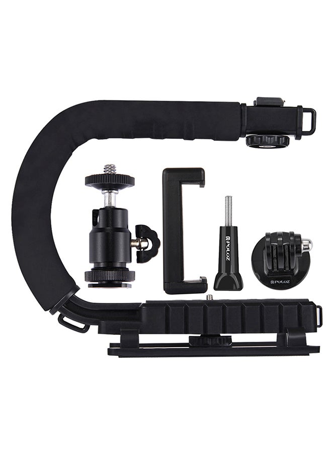 PULUZ 5-Piece U-Shaped Video Handle Bracket Stabilizer Kit Black/Silver  - Image 1