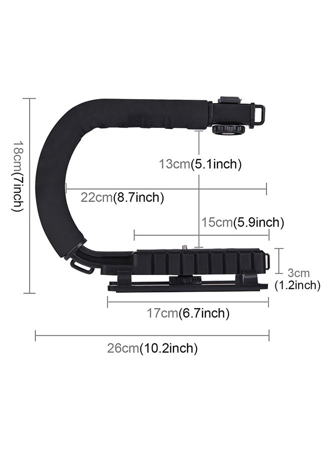 PULUZ 5-Piece U-Shaped Video Handle Bracket Stabilizer Kit Black/Silver  - Image 2