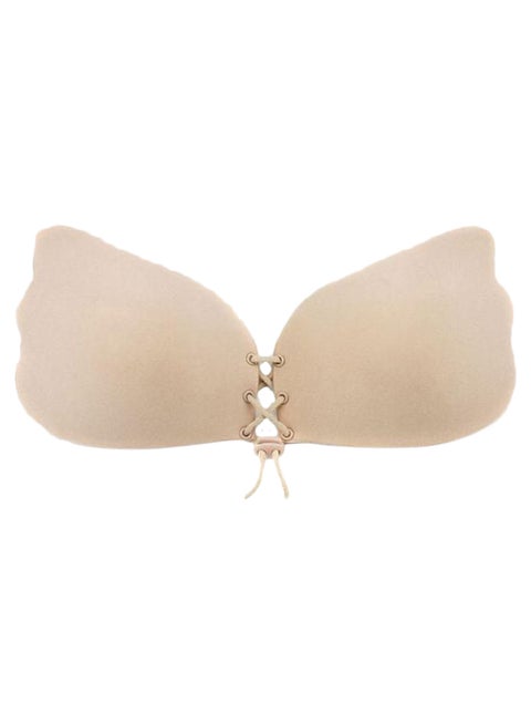 Comfortable Strapless Bra With Drawstring Beige