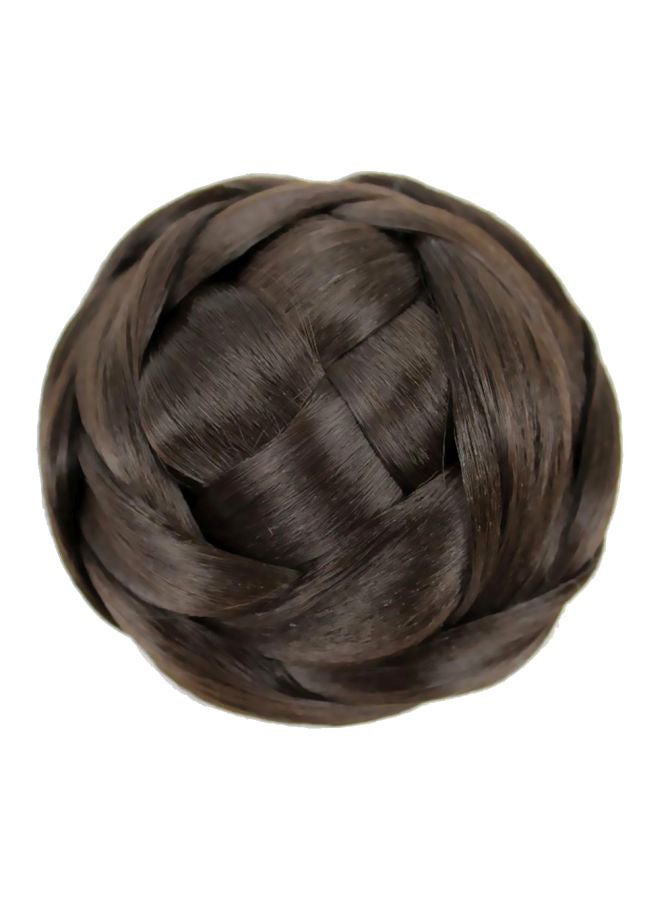 شعر مستعار بشكل كعكة منسوجة أسود/بني