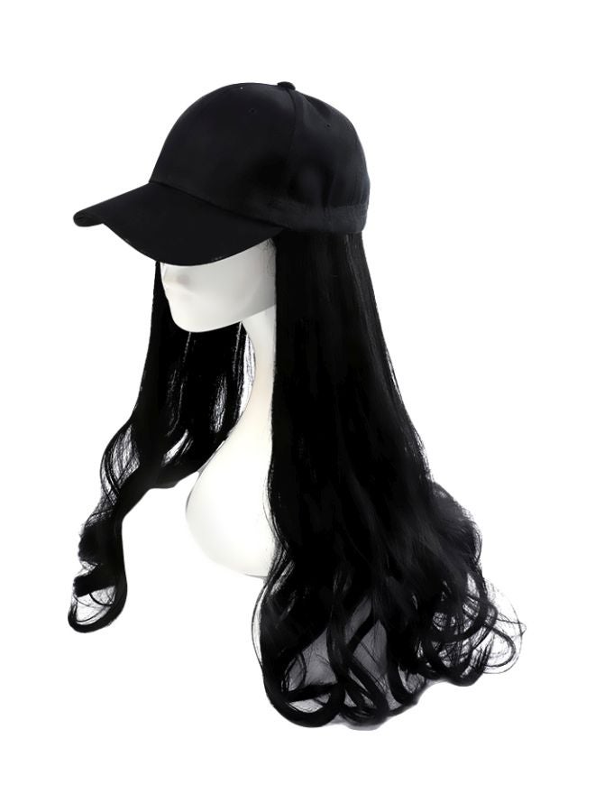 Long Wavy Wig With Cap Black 24inch
