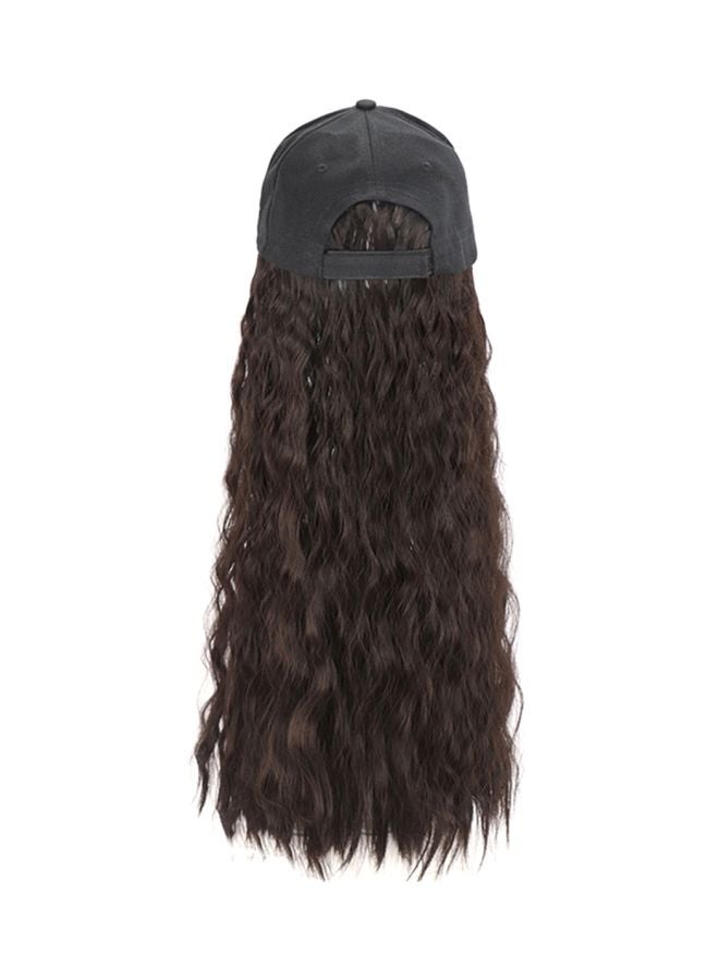 Generic Wavy Hair Wig With Hat Brown/Black - Image 1