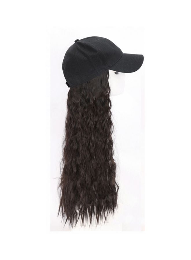 Generic Wavy Hair Wig With Hat Brown/Black - Image 2
