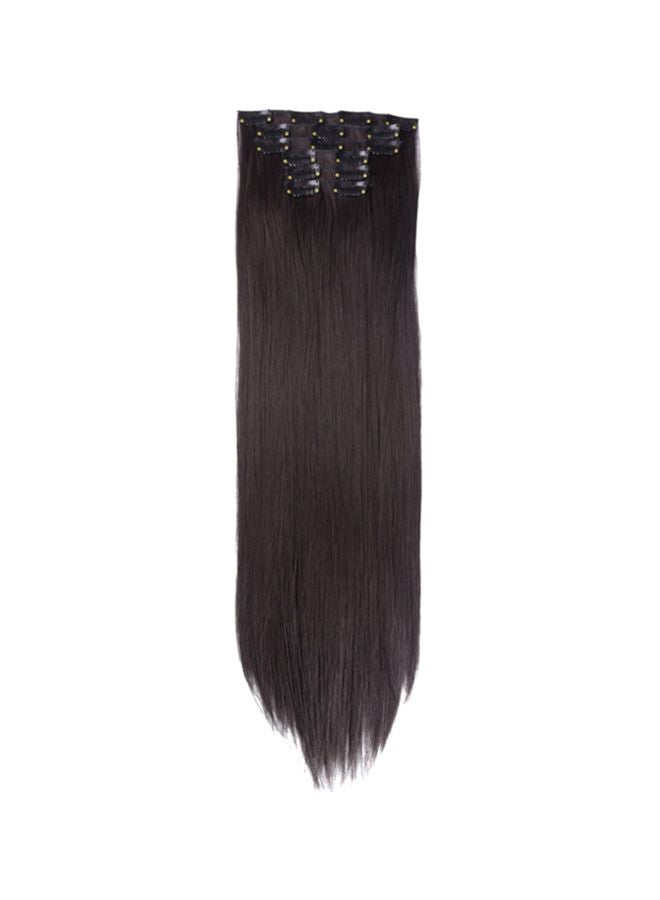 6-Piece Straight Human Hair Extension Black 22inch