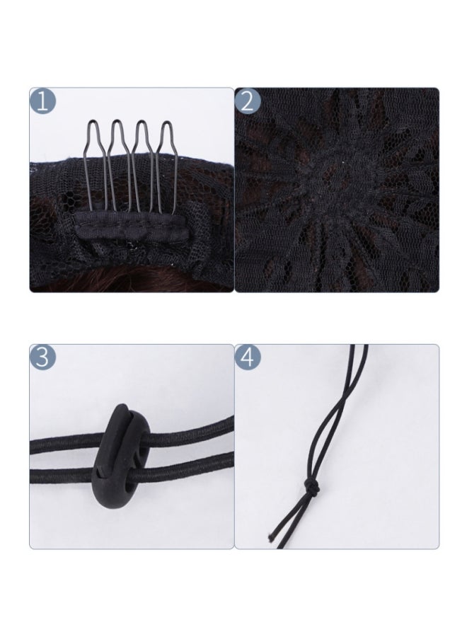 شعر مستعار قصير بتصفيفة كعكة دائرية أسود - Image 2