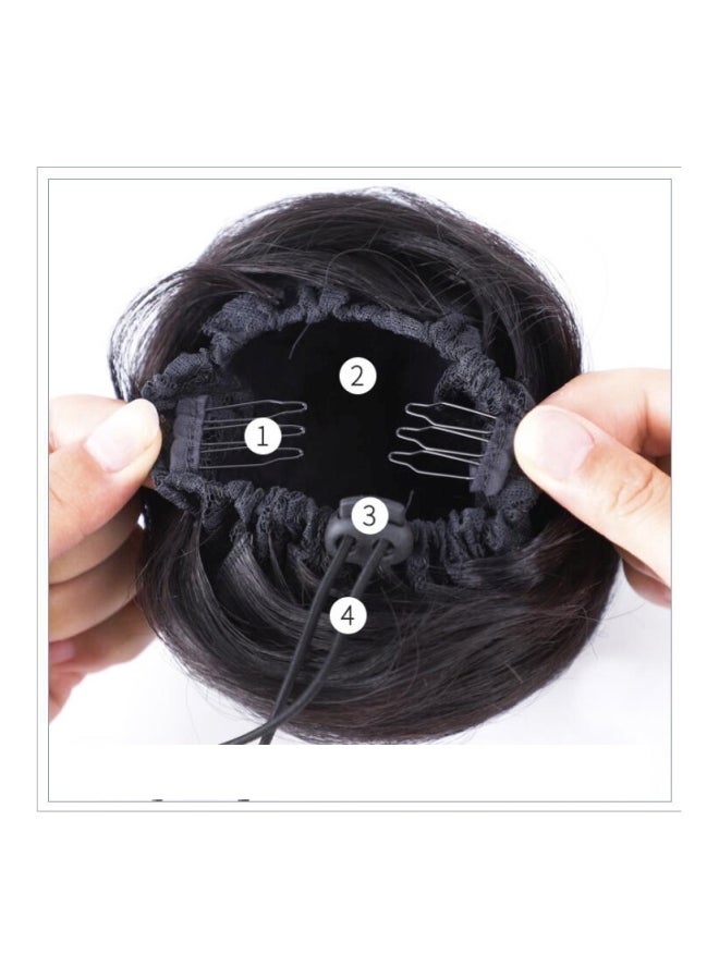 شعر مستعار قصير بتصفيفة كعكة دائرية أسود - Image 4