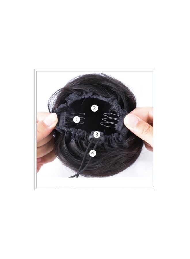 Fluffy Round Straight Hair Bun Black 5.5cm - Image 4