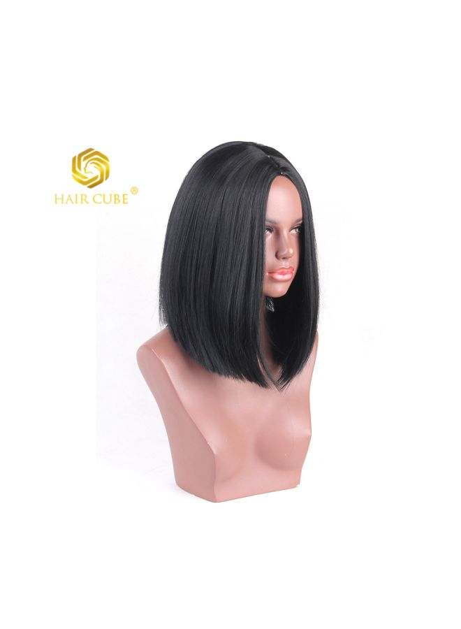 شعر مستعار قصير بتصميم مفروق من المنتصف أسود 14بوصة - Image 4