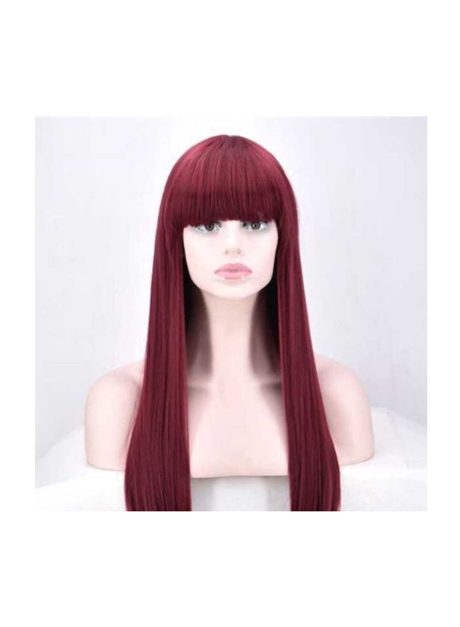 باروكة شعر مستعار بتصفيف مستقيم قصير أحمر - Image 2