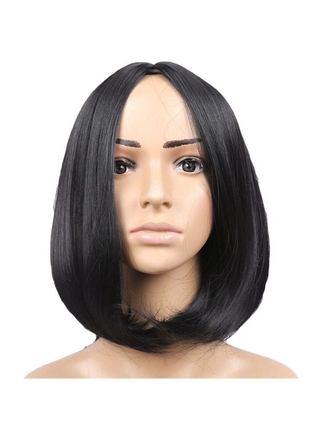 شعر مستعار من ألياف صناعية بتصفيفة قصيرة ومظهر طبيعي أسود - Image 1