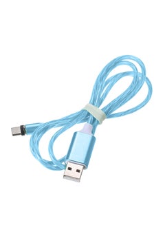 كابل شحن بتصميم 3 في 1 لمزامنة البيانات مزود بإضاءة LED بمنفذ Lightning وMicro USB وType-C l مزود بسدادة الوقاية من الغبار أزرق