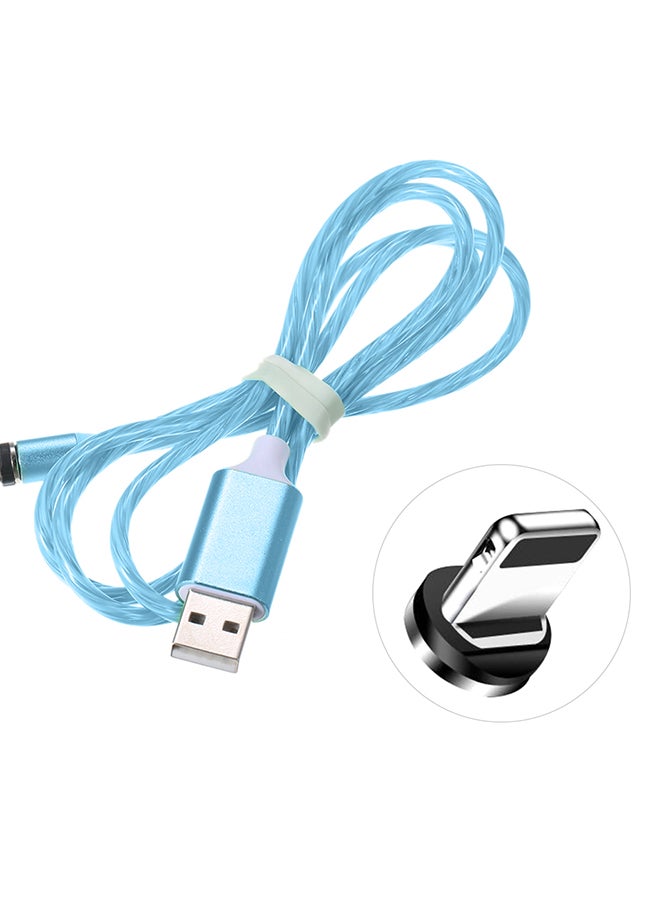 ماركة غير محددة - كابل شحن بتصميم 3 في 1 لمزامنة البيانات مزود بإضاءة LED بمنفذ Lightning وMicro USB وType-C l مزود بسدادة الوقاية من الغبار أزرق - Image 1