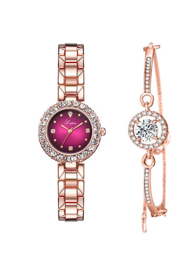 LUPAI - Women's 2-Piece Stainless Steel Analog Watch And Bracelet Set 8261 - Image 1