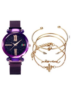 women 5-Piece Stainless Steel Analog Watch And Bracelet Set 8329