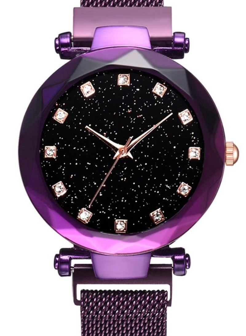 ساعة يد بعقارب وسوار من الستانلس ستيل طراز 9602 للنساء - Image 2