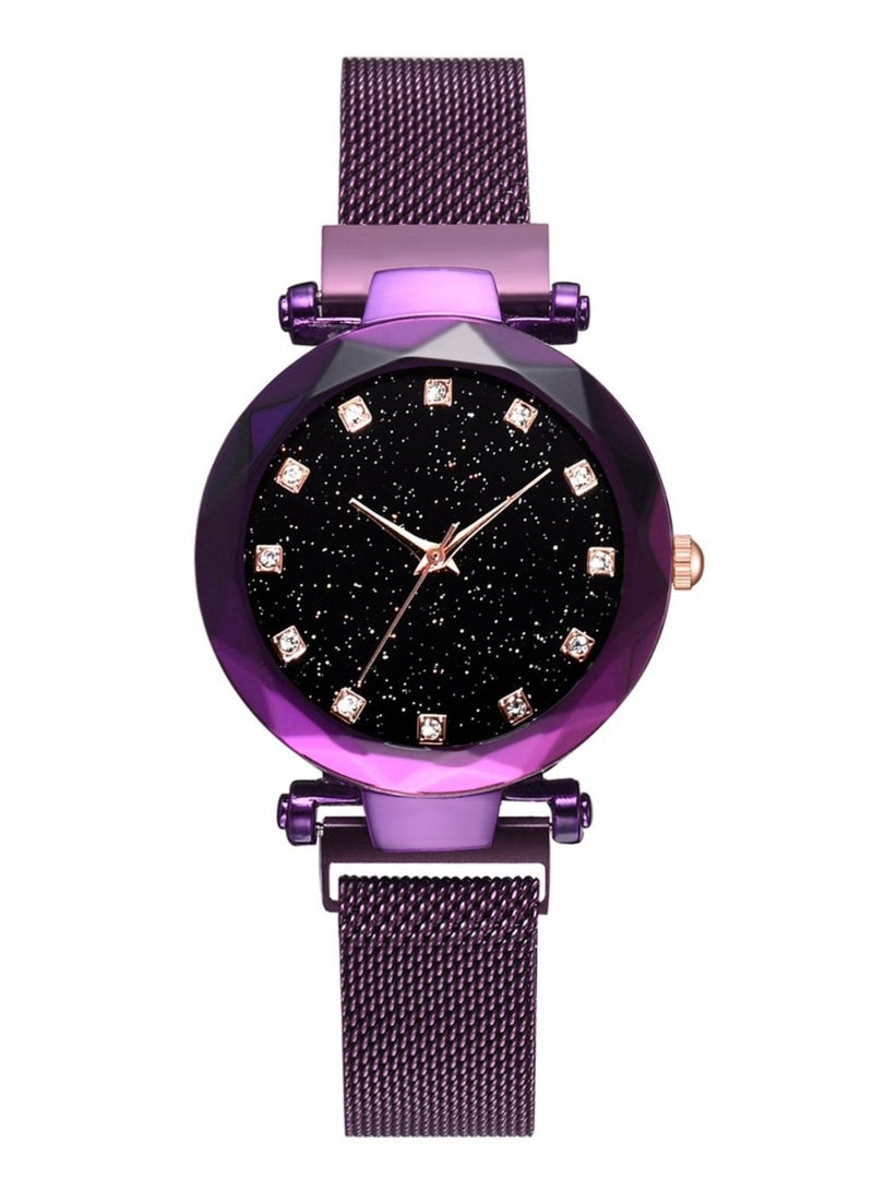 ساعة يد بعقارب وسوار من الستانلس ستيل طراز 9602 للنساء - Image 1