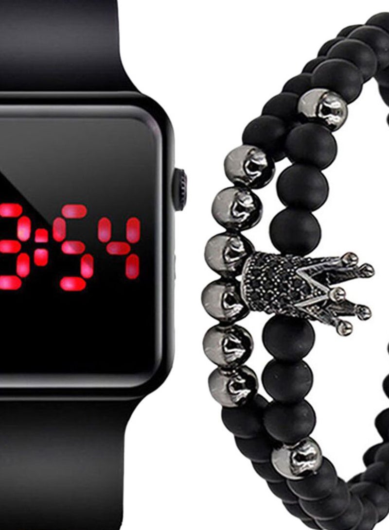Generic - men 3-Piece Digital Watch And Bracelet Set 2693 - Image 1