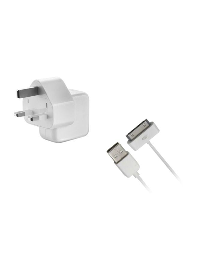 UAE-3Pin-Plug Fast Charging Adapter With 30-Pin Cable White  - Image 1