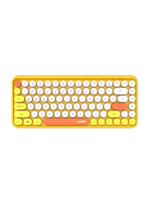 Wireless Bluetooth keyboard, Cute Mini 84-key Compact Keyboard, 2.4GHz wireless connect, Typewriter ABS Retro Round Key Caps, Matte Panel, Ergonomic Design for PC Computer Laptops Yellow