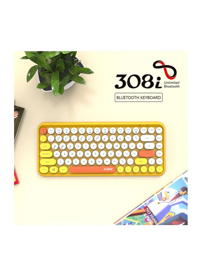 Ajazz - Wireless Bluetooth keyboard, Cute Mini 84-key Compact Keyboard, 2.4GHz wireless connect, Typewriter ABS Retro Round Key Caps, Matte Panel, Ergonomic Design for PC Computer Laptops Yellow - Image 1