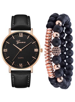 men 3-Piece Silicone Analog Watch And Bracelet Set 2723