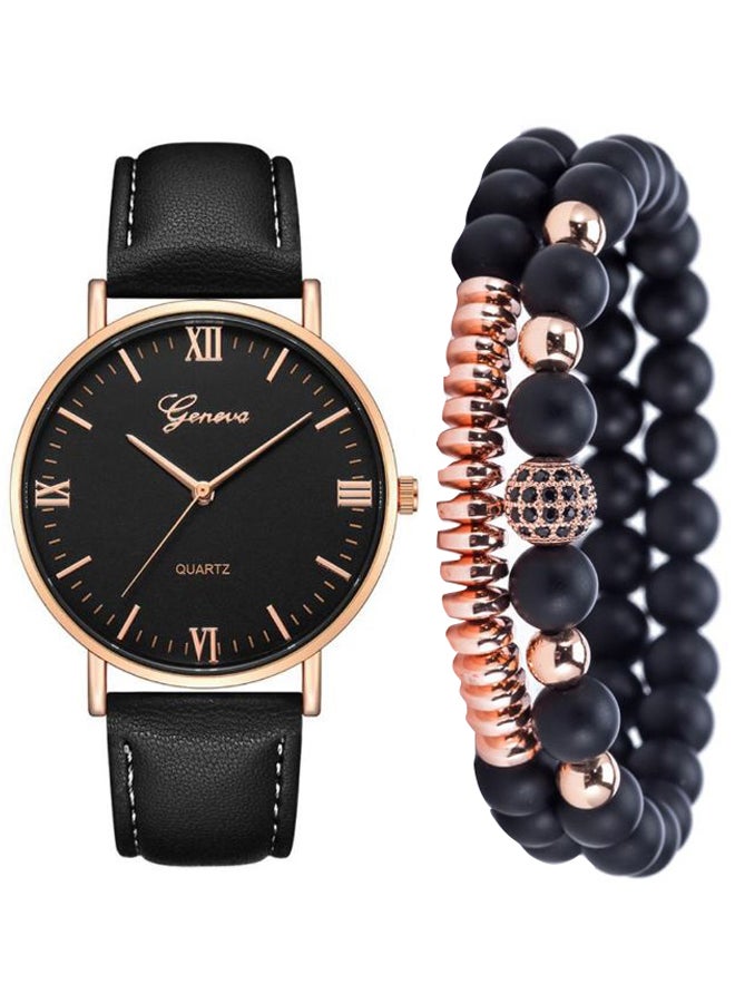 Geneva - men 3-Piece Silicone Analog Watch And Bracelet Set 2723 - Image 1