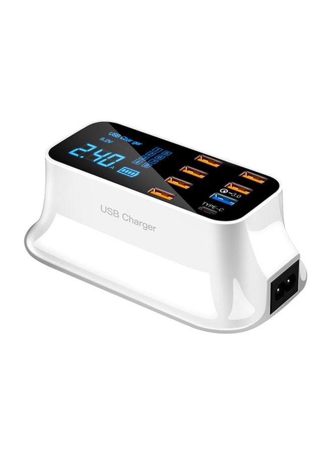 شاحن USB بـ8 منافذ أبيض - Image 1