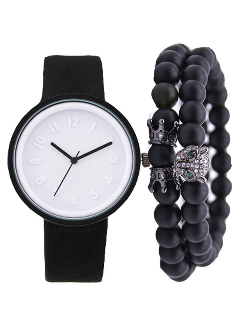 Generic - Men's 3-Piece Canvas Analog Watch And Bracelet Set 2004 - Image 1