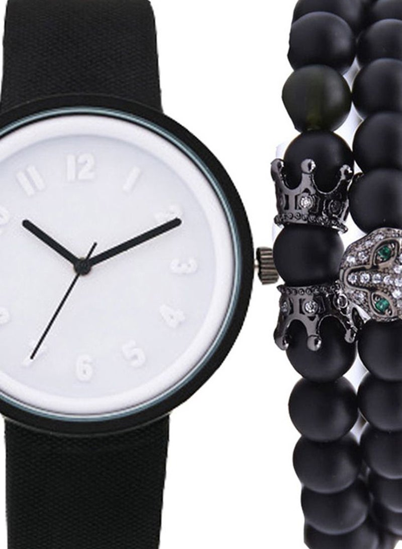 Generic - Men's 3-Piece Canvas Analog Watch And Bracelet Set 2004 - Image 1