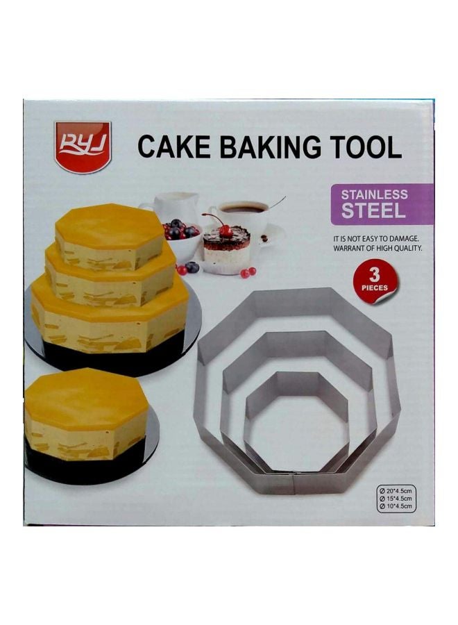 3-Piece Cake Baking Tool Set Silver
