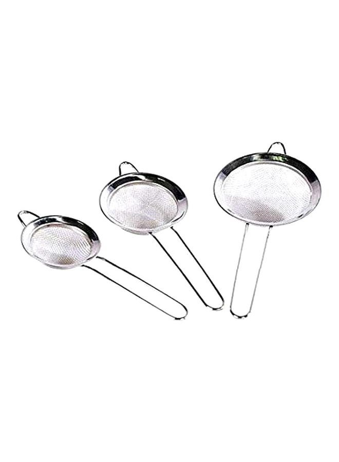 3-Piece Stainless Steel Tea Strainers Silver 
