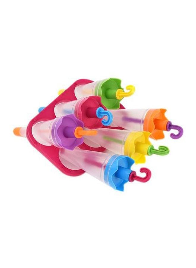 6-Piece Umbrella Shaped Ice Cream Mold With Holder Green/Yellow/Purple - Image 2