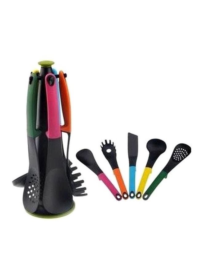 Generic 6-Piece Kitchen Serving Tool With Stand Set Black/Yellow/Green 