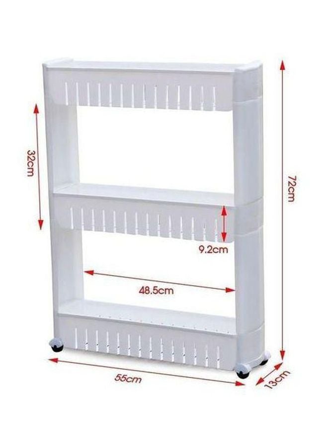 3-Shelves Storage Rack White 72x13x55cm  - Image 2