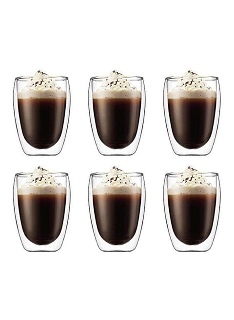 6-Piece Double Wall Glasses Clear 250ml