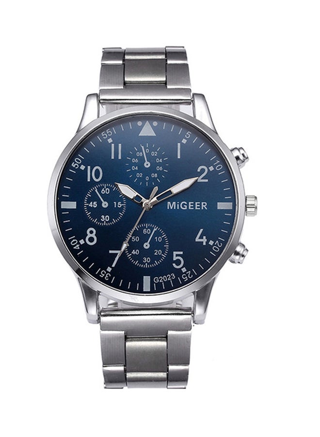ميجر ساعة يد بعقارب وسوار من الستانلس ستيل طراز NNSB03704915 للرجال