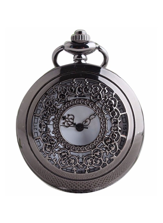 men Vintage Style Floral Pattern Quartz Pocket Watch 7340