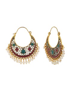 Alloy Ethnic Style Hoop Earrings With Pearl