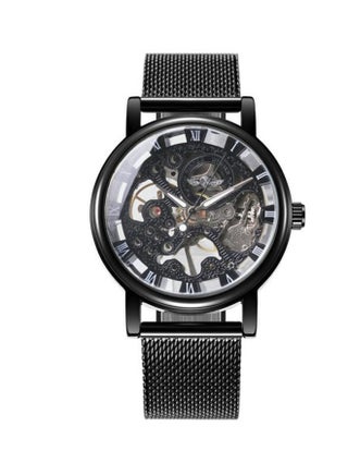 men Mechanical Ultra-Thin Steel Mesh Band Hollow Out Wristwatch 6712 - v1571664182/N31025331A_1