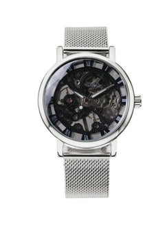 men Mechanical Ultra-Thin Steel Mesh Band Hollow Out Wristwatch 6715